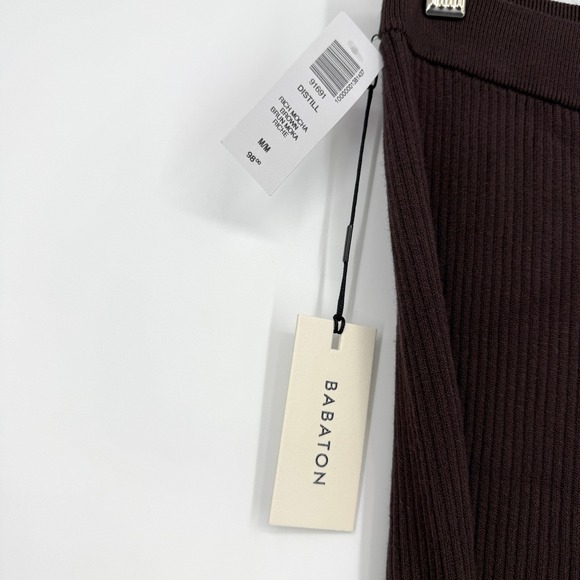 NWT Babaton Aritzia Rich Mocha Brown‎ Rib Knit Leggings Side Slits M - Picture 3 of 11